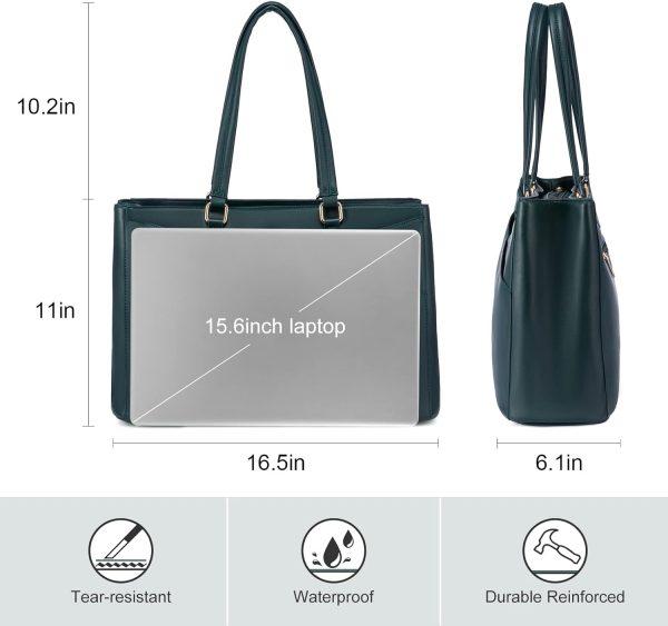 LOVEVOOK Laptop Tote Bag for Women 15.6 Inch Waterproof Leather Computer Bags Business Office Work Briefcase Black - Image 280