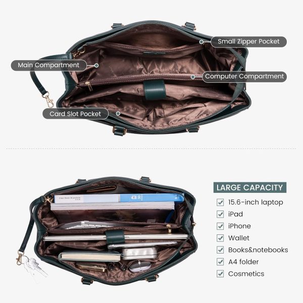 LOVEVOOK Laptop Tote Bag for Women 15.6 Inch Waterproof Leather Computer Bags Business Office Work Briefcase Black - Image 281