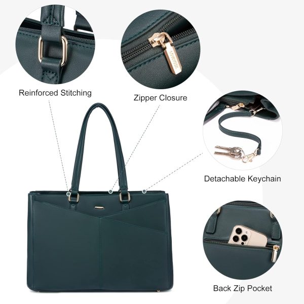LOVEVOOK Laptop Tote Bag for Women 15.6 Inch Waterproof Leather Computer Bags Business Office Work Briefcase Black - Image 283
