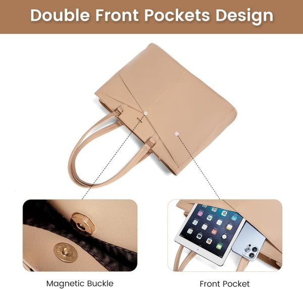 LOVEVOOK Laptop Tote Bag for Women 15.6 Inch Waterproof Leather Computer Bags Business Office Work Briefcase Black - Image 285