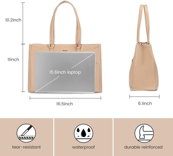 LOVEVOOK Laptop Tote Bag for Women 15.6 Inch Waterproof Leather Computer Bags Business Office Work Briefcase Black - Image 287