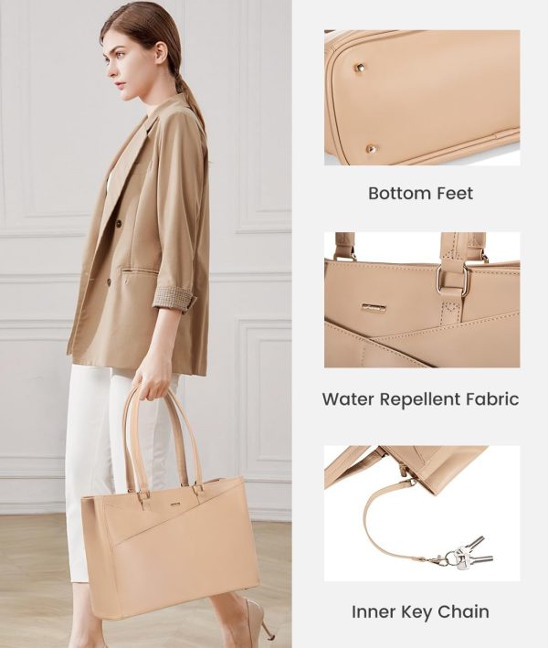 LOVEVOOK Laptop Tote Bag for Women 15.6 Inch Waterproof Leather Computer Bags Business Office Work Briefcase Black - Image 288