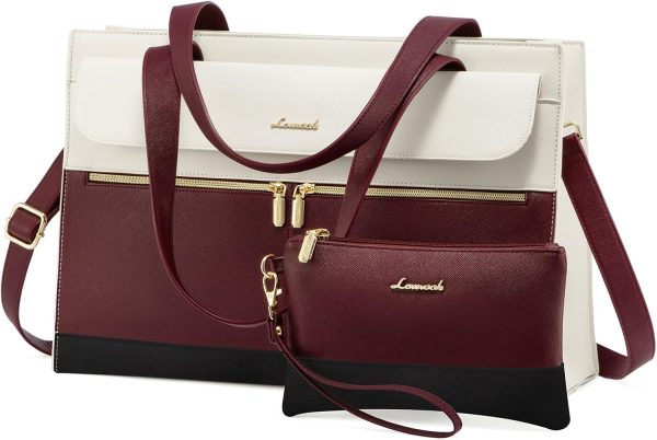 LOVEVOOK Laptop Bag for Women 15.6 Inch Tote Work Professional Leather Computer Briefcase Waterproof Handbag Shoulder Large Capacity Business Teacher Office Crossbody Purse - Image 2