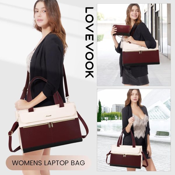 LOVEVOOK Laptop Bag for Women 15.6 Inch Tote Work Professional Leather Computer Briefcase Waterproof Handbag Shoulder Large Capacity Business Teacher Office Crossbody Purse - Image 3