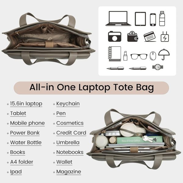 LOVEVOOK Laptop Bag for Women 15.6 Inch Tote Work Professional Leather Computer Briefcase Waterproof Handbag Shoulder Large Capacity Business Teacher Office Crossbody Purse - Image 11