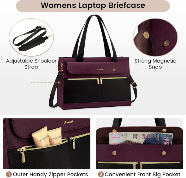 LOVEVOOK Laptop Bag for Women 15.6 Inch Tote Work Professional Leather Computer Briefcase Waterproof Handbag Shoulder Large Capacity Business Teacher Office Crossbody Purse - Image 19