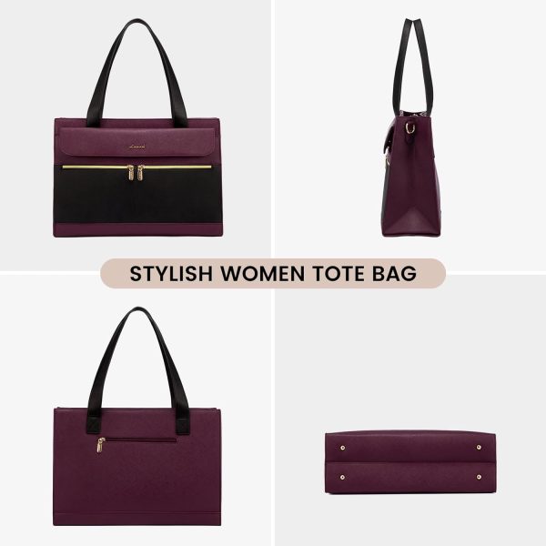 LOVEVOOK Laptop Bag for Women 15.6 Inch Tote Work Professional Leather Computer Briefcase Waterproof Handbag Shoulder Large Capacity Business Teacher Office Crossbody Purse - Image 23