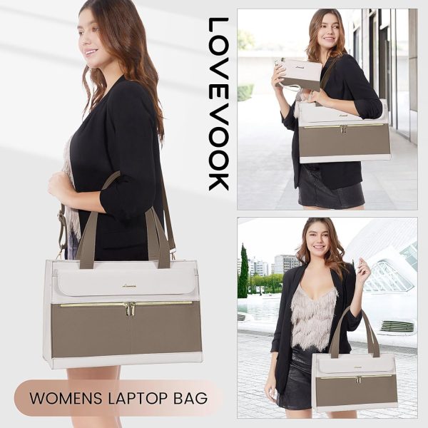 LOVEVOOK Laptop Bag for Women 15.6 Inch Tote Work Professional Leather Computer Briefcase Waterproof Handbag Shoulder Large Capacity Business Teacher Office Crossbody Purse - Image 26