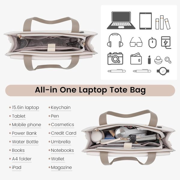 LOVEVOOK Laptop Bag for Women 15.6 Inch Tote Work Professional Leather Computer Briefcase Waterproof Handbag Shoulder Large Capacity Business Teacher Office Crossbody Purse - Image 27