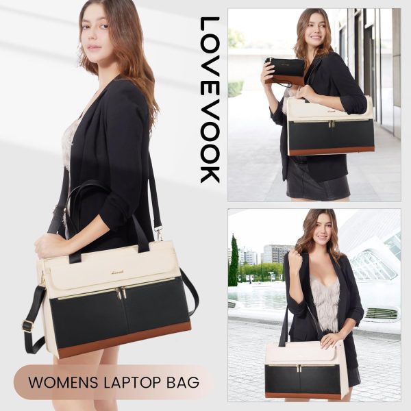 LOVEVOOK Laptop Bag for Women 15.6 Inch Tote Work Professional Leather Computer Briefcase Waterproof Handbag Shoulder Large Capacity Business Teacher Office Crossbody Purse - Image 32