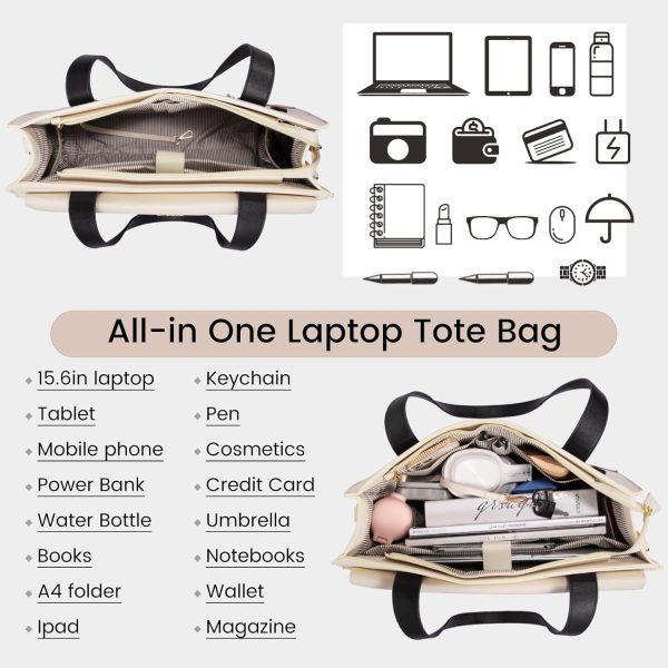 LOVEVOOK Laptop Bag for Women 15.6 Inch Tote Work Professional Leather Computer Briefcase Waterproof Handbag Shoulder Large Capacity Business Teacher Office Crossbody Purse - Image 33