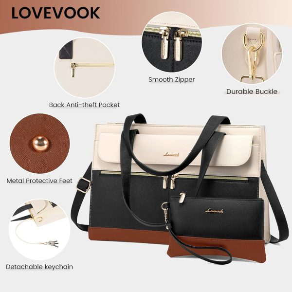 LOVEVOOK Laptop Bag for Women 15.6 Inch Tote Work Professional Leather Computer Briefcase Waterproof Handbag Shoulder Large Capacity Business Teacher Office Crossbody Purse - Image 34