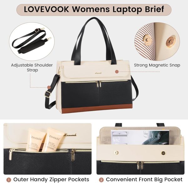 LOVEVOOK Laptop Bag for Women 15.6 Inch Tote Work Professional Leather Computer Briefcase Waterproof Handbag Shoulder Large Capacity Business Teacher Office Crossbody Purse - Image 35