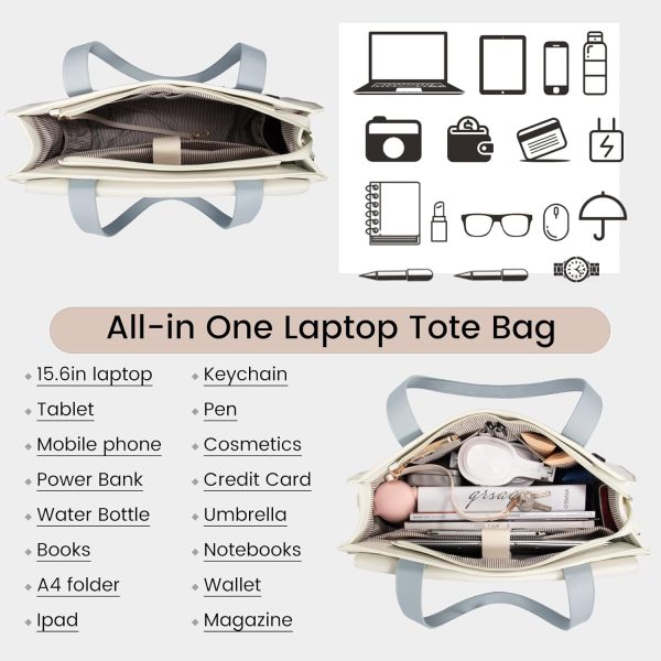 LOVEVOOK Laptop Bag for Women 15.6 Inch Tote Work Professional Leather Computer Briefcase Waterproof Handbag Shoulder Large Capacity Business Teacher Office Crossbody Purse - Image 39