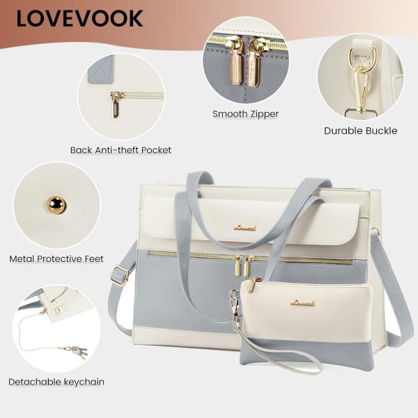 LOVEVOOK Laptop Bag for Women 15.6 Inch Tote Work Professional Leather Computer Briefcase Waterproof Handbag Shoulder Large Capacity Business Teacher Office Crossbody Purse - Image 41