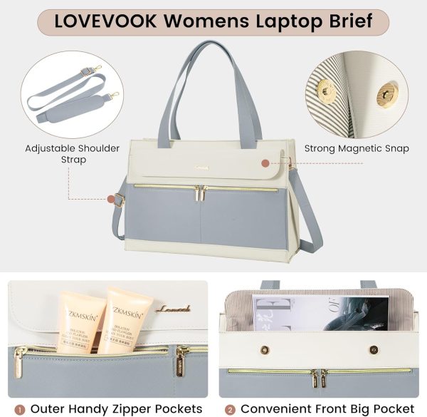 LOVEVOOK Laptop Bag for Women 15.6 Inch Tote Work Professional Leather Computer Briefcase Waterproof Handbag Shoulder Large Capacity Business Teacher Office Crossbody Purse - Image 42
