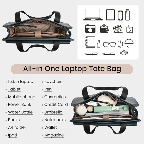 LOVEVOOK Laptop Bag for Women 15.6 Inch Tote Work Professional Leather Computer Briefcase Waterproof Handbag Shoulder Large Capacity Business Teacher Office Crossbody Purse - Image 47