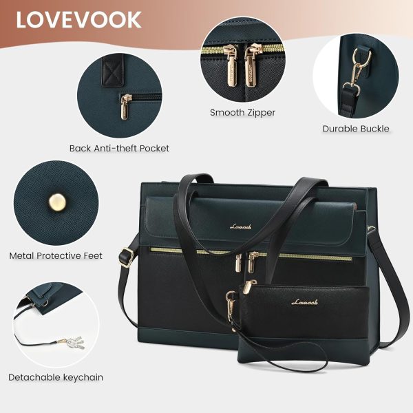 LOVEVOOK Laptop Bag for Women 15.6 Inch Tote Work Professional Leather Computer Briefcase Waterproof Handbag Shoulder Large Capacity Business Teacher Office Crossbody Purse - Image 48