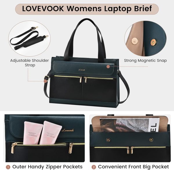 LOVEVOOK Laptop Bag for Women 15.6 Inch Tote Work Professional Leather Computer Briefcase Waterproof Handbag Shoulder Large Capacity Business Teacher Office Crossbody Purse - Image 49