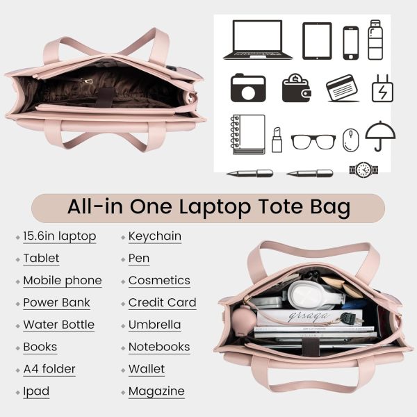 LOVEVOOK Laptop Bag for Women 15.6 Inch Tote Work Professional Leather Computer Briefcase Waterproof Handbag Shoulder Large Capacity Business Teacher Office Crossbody Purse - Image 55