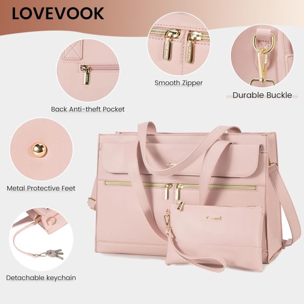LOVEVOOK Laptop Bag for Women 15.6 Inch Tote Work Professional Leather Computer Briefcase Waterproof Handbag Shoulder Large Capacity Business Teacher Office Crossbody Purse - Image 56