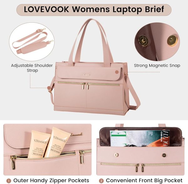 LOVEVOOK Laptop Bag for Women 15.6 Inch Tote Work Professional Leather Computer Briefcase Waterproof Handbag Shoulder Large Capacity Business Teacher Office Crossbody Purse - Image 57
