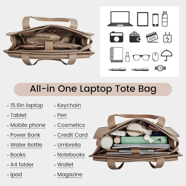 LOVEVOOK Laptop Bag for Women 15.6 Inch Tote Work Professional Leather Computer Briefcase Waterproof Handbag Shoulder Large Capacity Business Teacher Office Crossbody Purse - Image 62