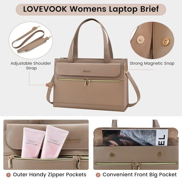 LOVEVOOK Laptop Bag for Women 15.6 Inch Tote Work Professional Leather Computer Briefcase Waterproof Handbag Shoulder Large Capacity Business Teacher Office Crossbody Purse - Image 64