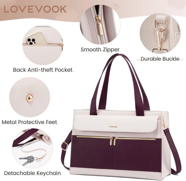 LOVEVOOK Laptop Bag for Women 15.6 Inch Tote Work Professional Leather Computer Briefcase Waterproof Handbag Shoulder Large Capacity Business Teacher Office Crossbody Purse - Image 71