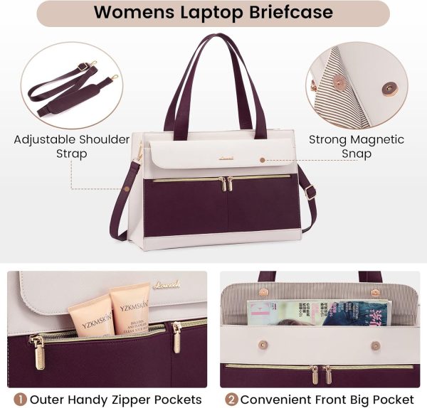 LOVEVOOK Laptop Bag for Women 15.6 Inch Tote Work Professional Leather Computer Briefcase Waterproof Handbag Shoulder Large Capacity Business Teacher Office Crossbody Purse - Image 72