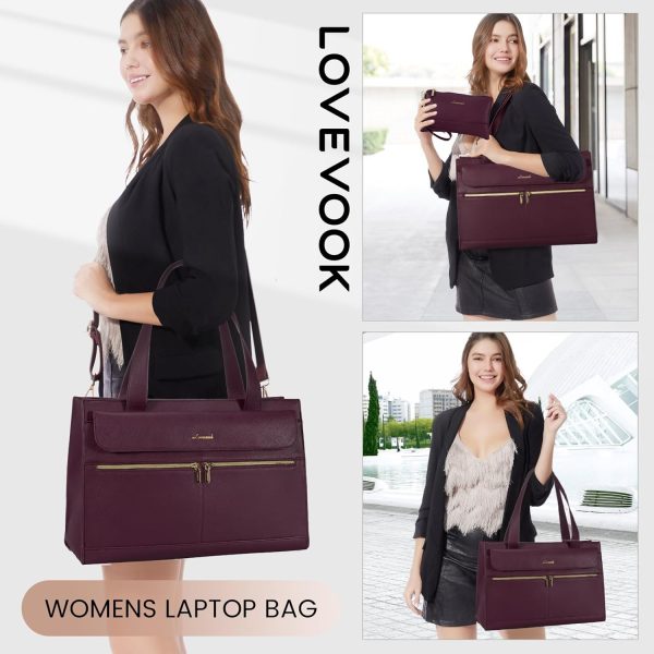 LOVEVOOK Laptop Bag for Women 15.6 Inch Tote Work Professional Leather Computer Briefcase Waterproof Handbag Shoulder Large Capacity Business Teacher Office Crossbody Purse - Image 78