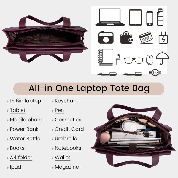 LOVEVOOK Laptop Bag for Women 15.6 Inch Tote Work Professional Leather Computer Briefcase Waterproof Handbag Shoulder Large Capacity Business Teacher Office Crossbody Purse - Image 79