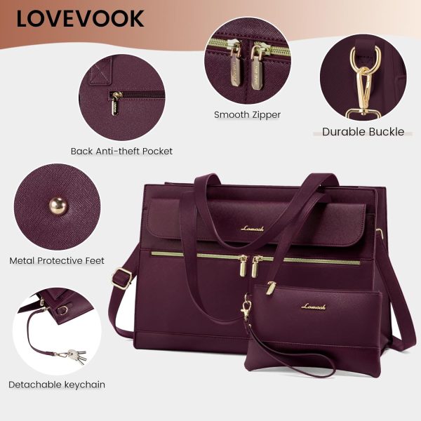 LOVEVOOK Laptop Bag for Women 15.6 Inch Tote Work Professional Leather Computer Briefcase Waterproof Handbag Shoulder Large Capacity Business Teacher Office Crossbody Purse - Image 80