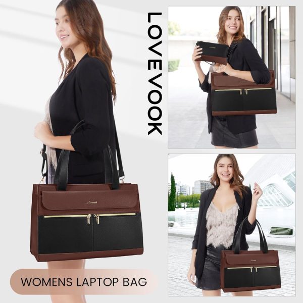 LOVEVOOK Laptop Bag for Women 15.6 Inch Tote Work Professional Leather Computer Briefcase Waterproof Handbag Shoulder Large Capacity Business Teacher Office Crossbody Purse - Image 86