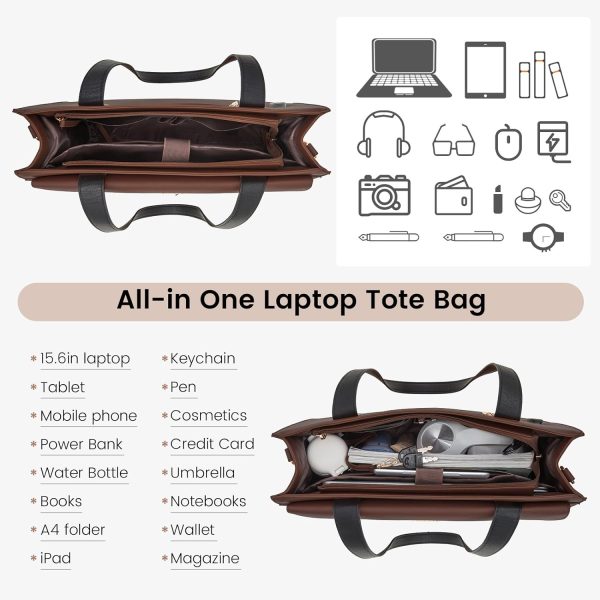 LOVEVOOK Laptop Bag for Women 15.6 Inch Tote Work Professional Leather Computer Briefcase Waterproof Handbag Shoulder Large Capacity Business Teacher Office Crossbody Purse - Image 87