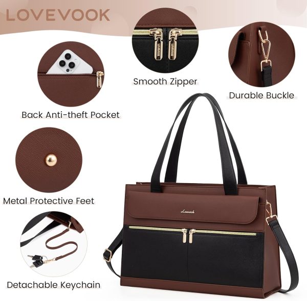 LOVEVOOK Laptop Bag for Women 15.6 Inch Tote Work Professional Leather Computer Briefcase Waterproof Handbag Shoulder Large Capacity Business Teacher Office Crossbody Purse - Image 88