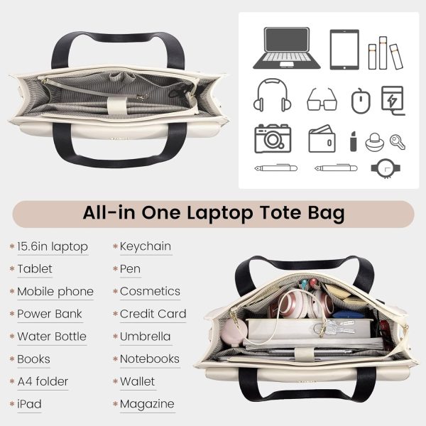 LOVEVOOK Laptop Bag for Women 15.6 Inch Tote Work Professional Leather Computer Briefcase Waterproof Handbag Shoulder Large Capacity Business Teacher Office Crossbody Purse - Image 92
