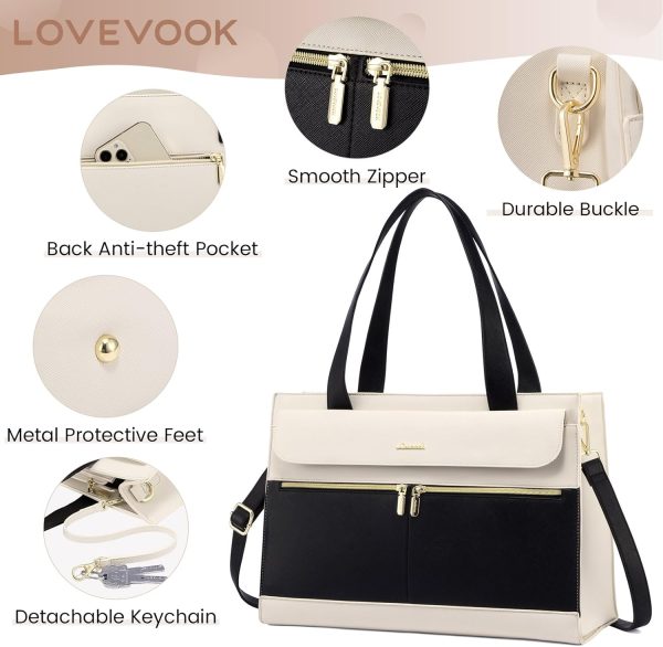 LOVEVOOK Laptop Bag for Women 15.6 Inch Tote Work Professional Leather Computer Briefcase Waterproof Handbag Shoulder Large Capacity Business Teacher Office Crossbody Purse - Image 93