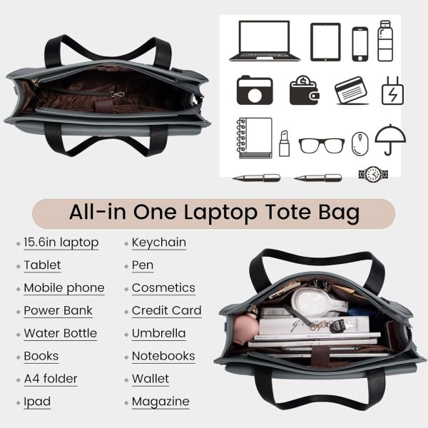 LOVEVOOK Laptop Bag for Women 15.6 Inch Tote Work Professional Leather Computer Briefcase Waterproof Handbag Shoulder Large Capacity Business Teacher Office Crossbody Purse - Image 102