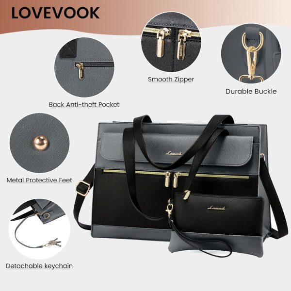 LOVEVOOK Laptop Bag for Women 15.6 Inch Tote Work Professional Leather Computer Briefcase Waterproof Handbag Shoulder Large Capacity Business Teacher Office Crossbody Purse - Image 103