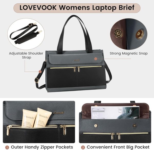 LOVEVOOK Laptop Bag for Women 15.6 Inch Tote Work Professional Leather Computer Briefcase Waterproof Handbag Shoulder Large Capacity Business Teacher Office Crossbody Purse - Image 104