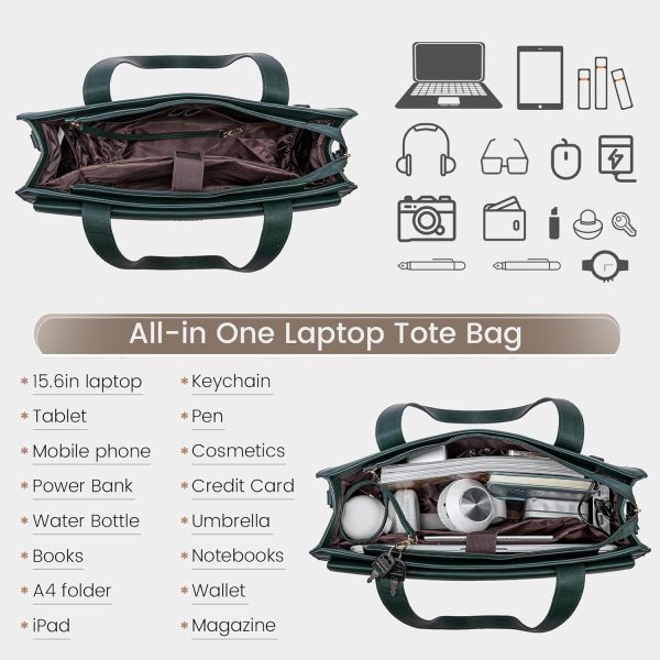 LOVEVOOK Laptop Bag for Women 15.6 Inch Tote Work Professional Leather Computer Briefcase Waterproof Handbag Shoulder Large Capacity Business Teacher Office Crossbody Purse - Image 109