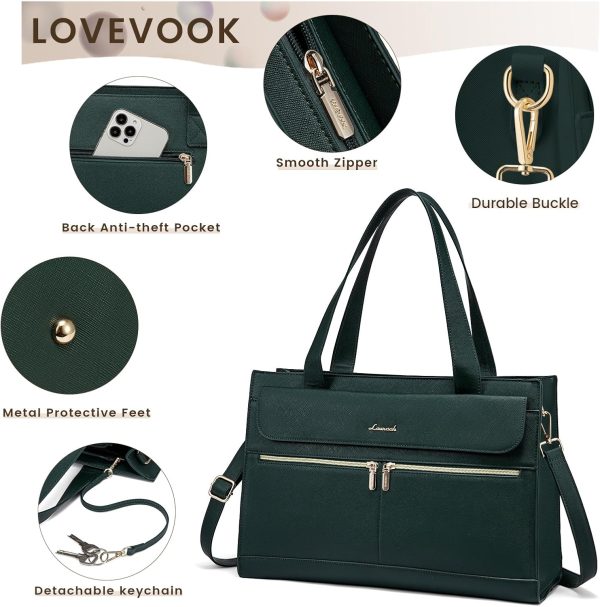 LOVEVOOK Laptop Bag for Women 15.6 Inch Tote Work Professional Leather Computer Briefcase Waterproof Handbag Shoulder Large Capacity Business Teacher Office Crossbody Purse - Image 110