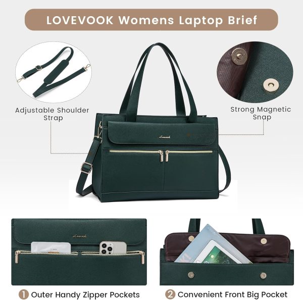 LOVEVOOK Laptop Bag for Women 15.6 Inch Tote Work Professional Leather Computer Briefcase Waterproof Handbag Shoulder Large Capacity Business Teacher Office Crossbody Purse - Image 111