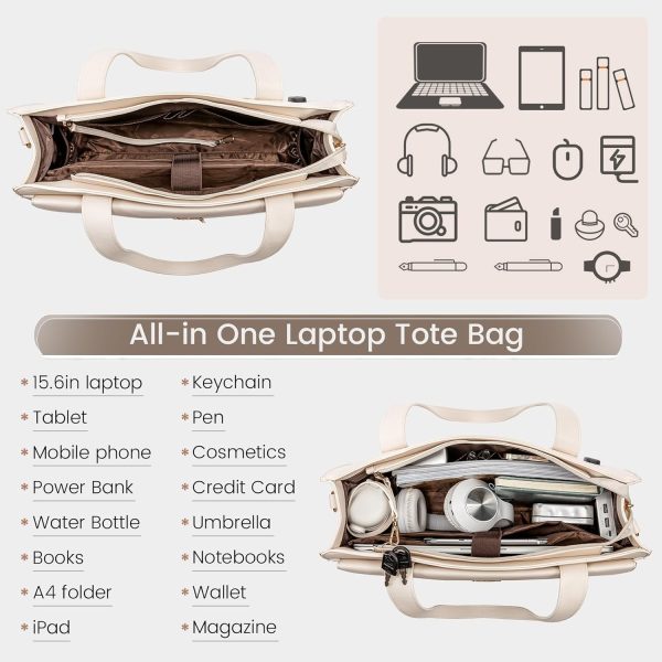 LOVEVOOK Laptop Bag for Women 15.6 Inch Tote Work Professional Leather Computer Briefcase Waterproof Handbag Shoulder Large Capacity Business Teacher Office Crossbody Purse - Image 117
