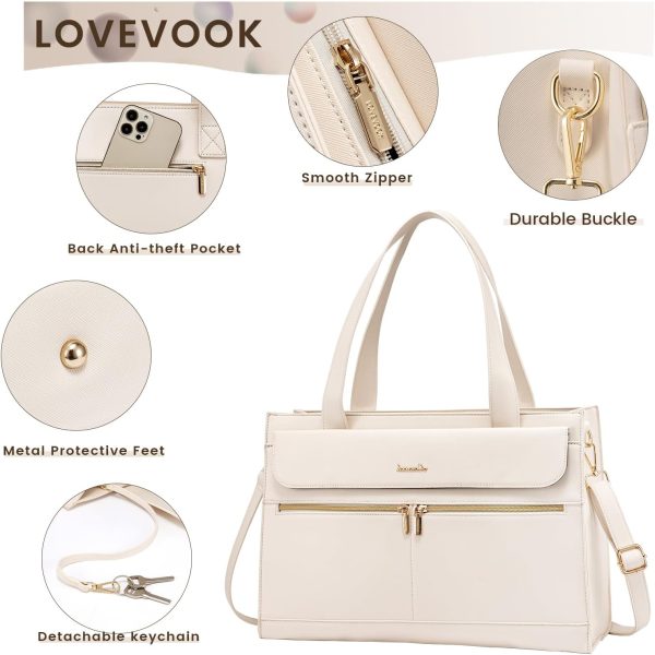 LOVEVOOK Laptop Bag for Women 15.6 Inch Tote Work Professional Leather Computer Briefcase Waterproof Handbag Shoulder Large Capacity Business Teacher Office Crossbody Purse - Image 118