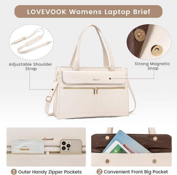 LOVEVOOK Laptop Bag for Women 15.6 Inch Tote Work Professional Leather Computer Briefcase Waterproof Handbag Shoulder Large Capacity Business Teacher Office Crossbody Purse - Image 119