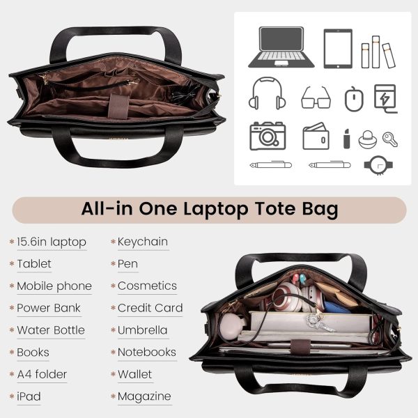 LOVEVOOK Laptop Bag for Women 15.6 Inch Tote Work Professional Leather Computer Briefcase Waterproof Handbag Shoulder Large Capacity Business Teacher Office Crossbody Purse - Image 125