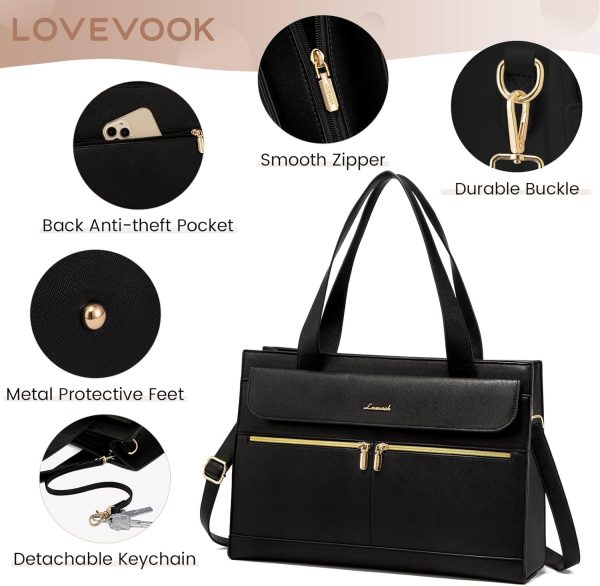 LOVEVOOK Laptop Bag for Women 15.6 Inch Tote Work Professional Leather Computer Briefcase Waterproof Handbag Shoulder Large Capacity Business Teacher Office Crossbody Purse - Image 126