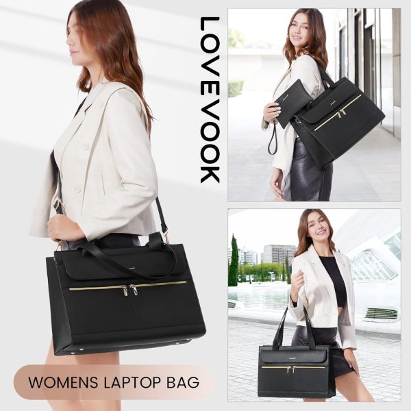 LOVEVOOK Laptop Bag for Women 15.6 Inch Tote Work Professional Leather Computer Briefcase Waterproof Handbag Shoulder Large Capacity Business Teacher Office Crossbody Purse - Image 130